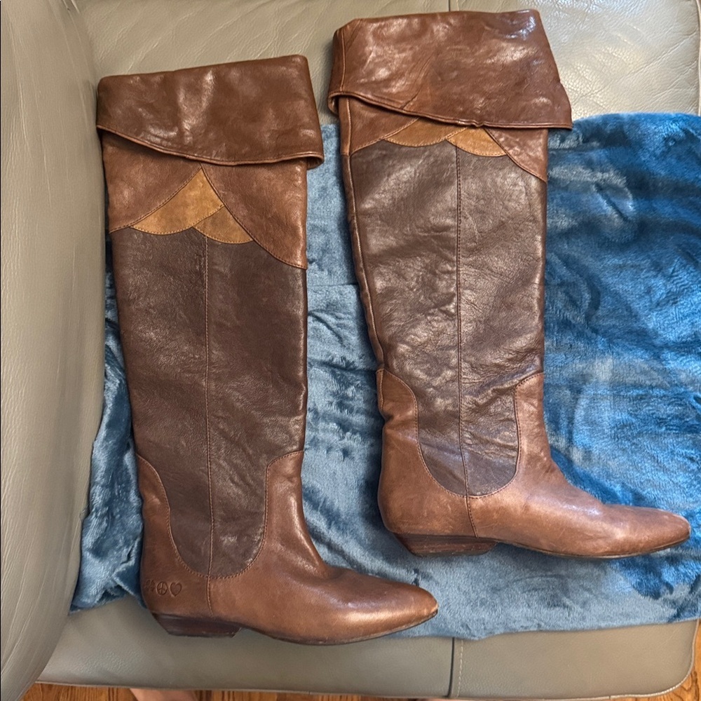 Lucky Brand Brown Leather Knee-High Boots size 6